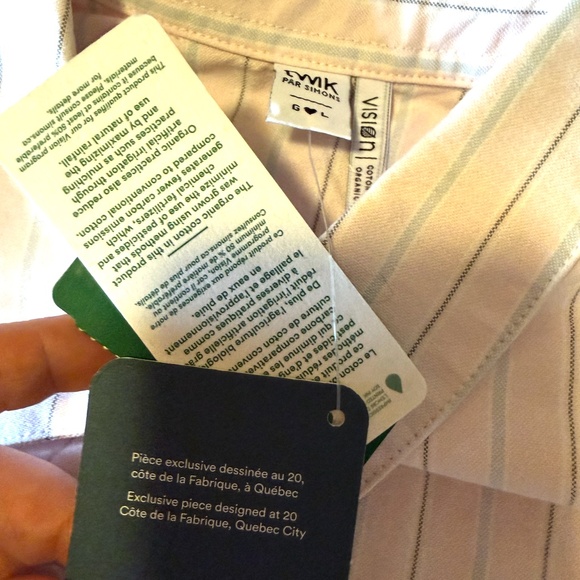 Pink and gray organic cotton striped pocket short sleeve oxford shirt NWT - Picture 6 of 9